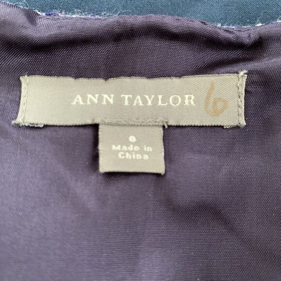 Ann Taylor Trumpet Skirt Wool Midi Knee Length Chenille Tweed Purple Academia 8 - Picture 6 of 7